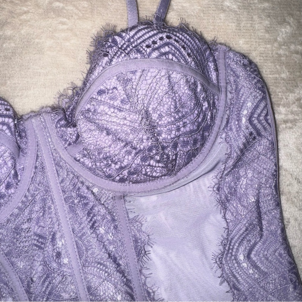 NWT Garage Purple Chrishell Lace Mesh Bustier - Picture 9 of 16